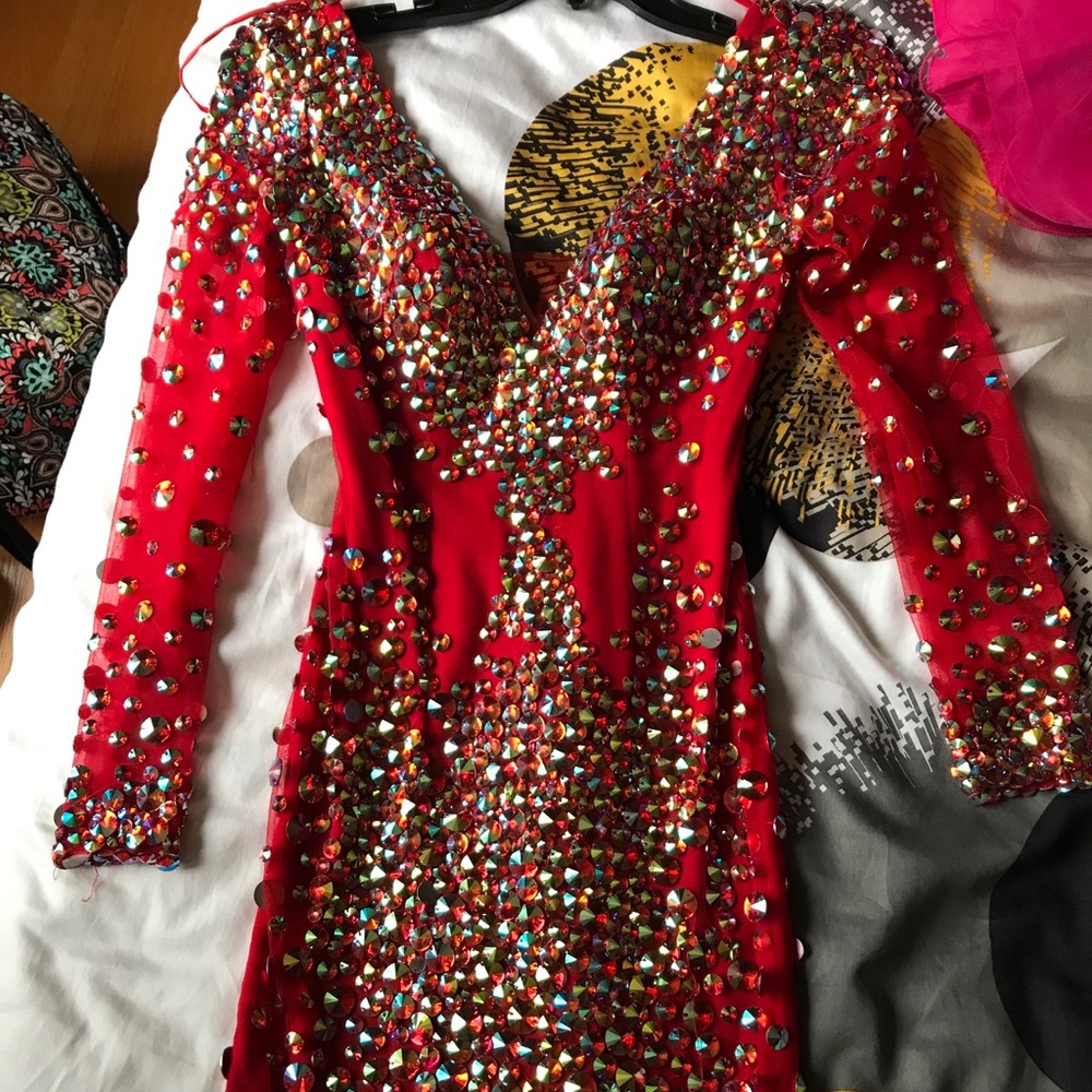 Red sequenced dress